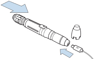 remove cap and insert charging cable