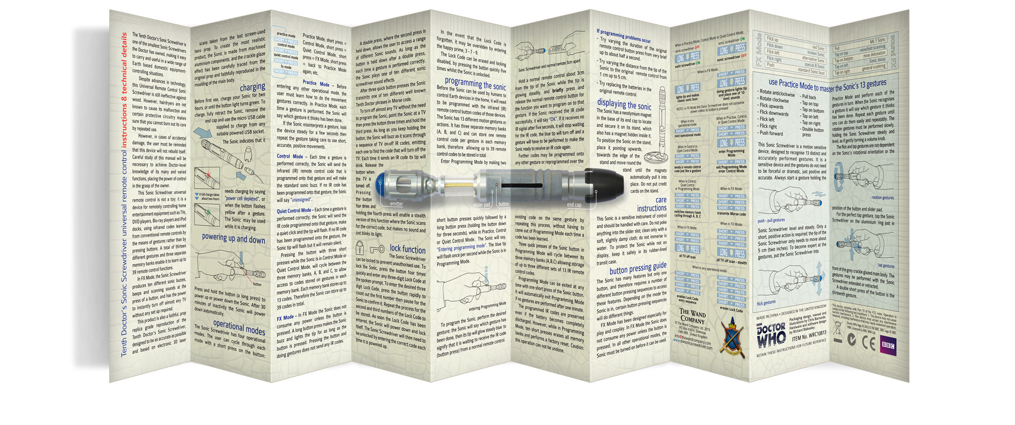 Tenth Doctor's Sonic Screwdriver folded manual